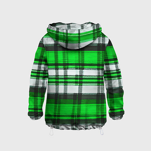 Детская ветровка Зелёно-белая ткань в клетку / 3D-Белый – фото 2