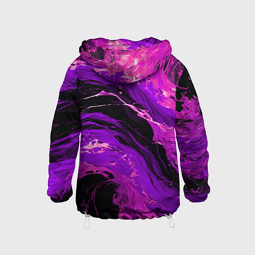 Детская ветровка Фиолетовые брызги на чёрном фоне / 3D-Белый – фото 2