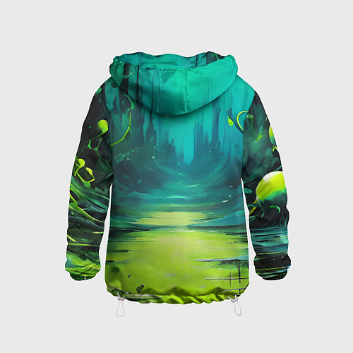 Детская ветровка Зелёная кислотная абстракция / 3D-Белый – фото 2