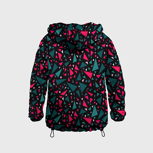 Детская ветровка Синие красные треугольники на черном фоне / 3D-Черный – фото 2