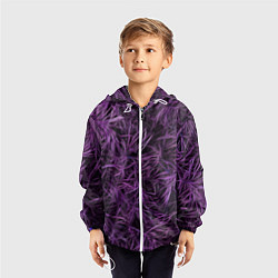 Ветровка с капюшоном детская Фиолетовая трава на чёрном фоне, цвет: 3D-белый — фото 2