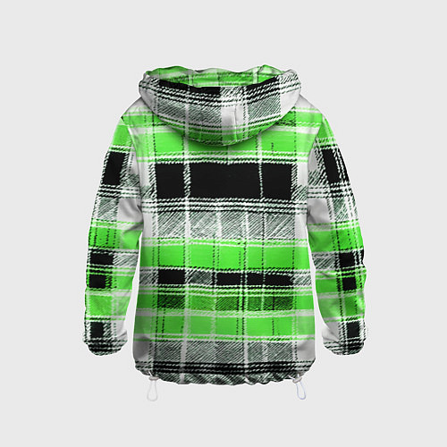 Детская ветровка Белые полосы на чёрно-зелёном фоне / 3D-Белый – фото 2