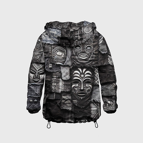 Детская ветровка Пэчворк с африканскими масками / 3D-Черный – фото 2