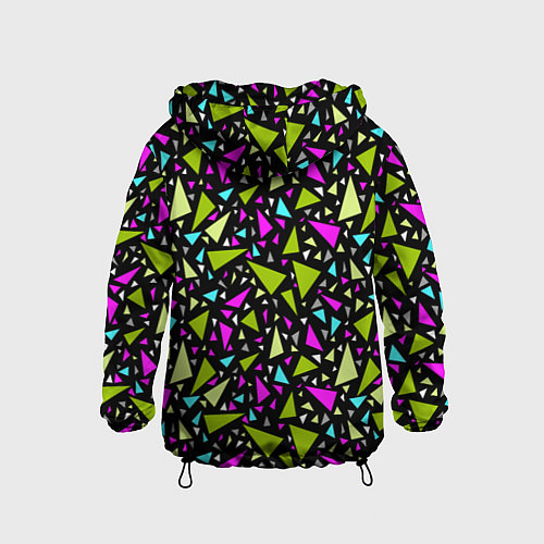 Детская ветровка Неоновые разноцветные треугольники на черном / 3D-Черный – фото 2