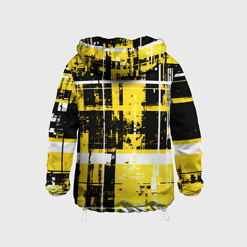 Детская ветровка Жёлто-белый гранж на чёрном фоне / 3D-Белый – фото 2