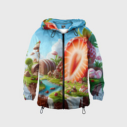 Детская ветровка Клубничная планета - нейроарт фантазия