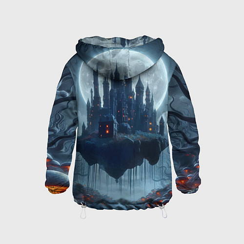 Детская ветровка Замок Дракулы и неоновые грибы - нейроарт фантазия / 3D-Белый – фото 2