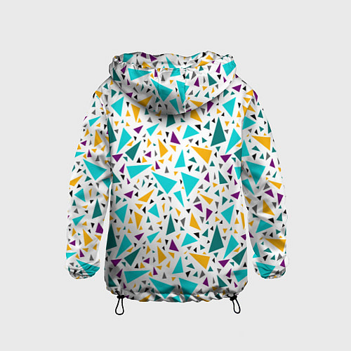Детская ветровка Бирюзовые желтые треугольники на белом / 3D-Черный – фото 2