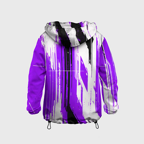 Детская ветровка Вертикальные чёрно-белые линии на фиолетовом фоне / 3D-Черный – фото 2