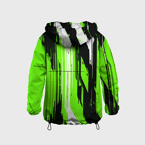Детская ветровка Вертикальные чёрно-белые линии на зелёном фоне / 3D-Черный – фото 2
