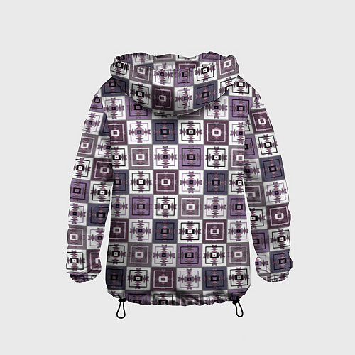 Детская ветровка Серый сиреневый геометрический узор пэчворк / 3D-Черный – фото 2