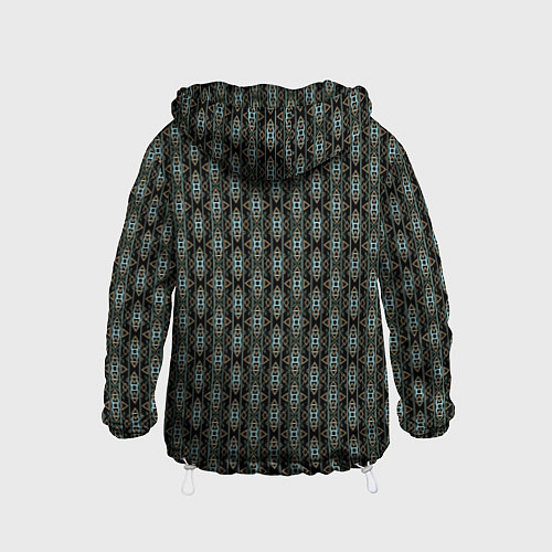 Детская ветровка Вертикальный геометрический узор на черном / 3D-Белый – фото 2