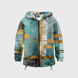 Детская ветровка Узоры акварелью бирюзового и золотого цвета