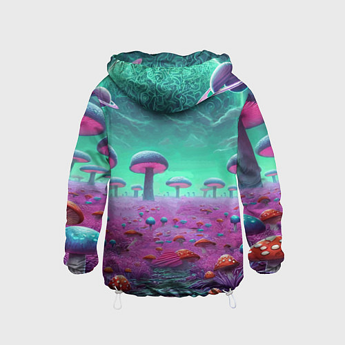 Детская ветровка Рик и Морту на сказочной грибной планете - нейроар / 3D-Белый – фото 2