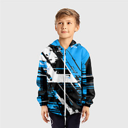 Ветровка с капюшоном детская Diagonal black and white stripes on a blue backgro, цвет: 3D-белый — фото 2