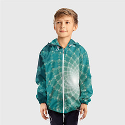 Ветровка с капюшоном детская Фрактальная абстракция, цвет: 3D-белый — фото 2