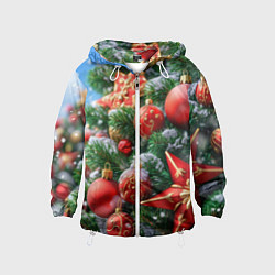 Детская ветровка Красные шары и звезда новогодняя