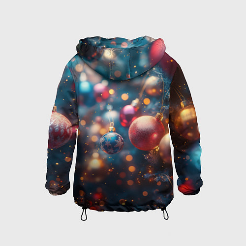 Детская ветровка Красные и синие шары на фоне елки / 3D-Черный – фото 2