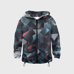 Ветровка с капюшоном детская Абстрактный взрыв и осколки, цвет: 3D-черный