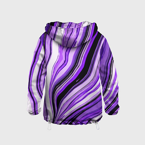 Детская ветровка Волнистые вертикальные чёрно-фиолетовые полосы / 3D-Белый – фото 2