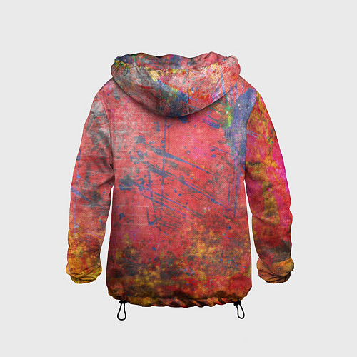 Детская ветровка Абстракция - red yellow grunge / 3D-Черный – фото 2