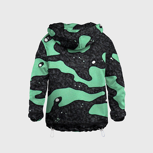 Детская ветровка Текстурный черно-зеленый камуфляж / 3D-Белый – фото 2