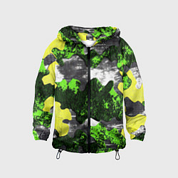 Ветровка с капюшоном детская Камуфляж из брызг краски, цвет: 3D-черный