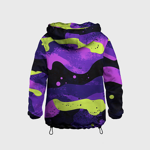 Детская ветровка Черно-фиолетовый камуфляж и золотой герб РФ / 3D-Черный – фото 2