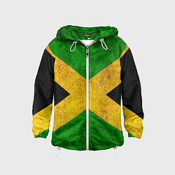 Ветровка с капюшоном детская Jamaica flag, цвет: 3D-белый