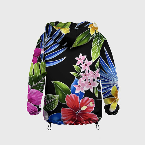 Детская ветровка Tropical flowers - aloha / 3D-Черный – фото 2