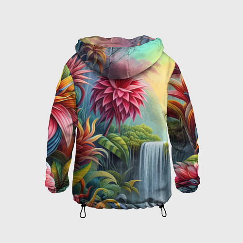 Детская ветровка Гавайские тропические цветы - алоха / 3D-Черный – фото 2