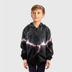 Ветровка с капюшоном детская Разлом на черной плите, цвет: 3D-черный — фото 2