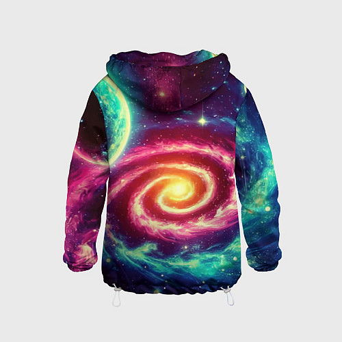 Детская ветровка Spiral galaxy - neon glow / 3D-Белый – фото 2
