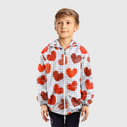 Ветровка с капюшоном детская Сердца на бумаге, цвет: 3D-белый — фото 2