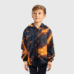 Ветровка с капюшоном детская Оранжевая краска в движении, цвет: 3D-черный — фото 2