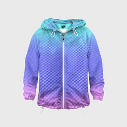 Детская ветровка Градиент бирюзово-розовый текстура в мелкий гороше