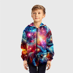 Ветровка с капюшоном детская Colorfull neon space clouds - ai art fantasy, цвет: 3D-черный — фото 2