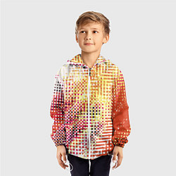 Ветровка с капюшоном детская Абстракция жёлтый с оранжевым, цвет: 3D-белый — фото 2