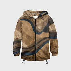 Ветровка с капюшоном детская Песочная абстракция, цвет: 3D-черный