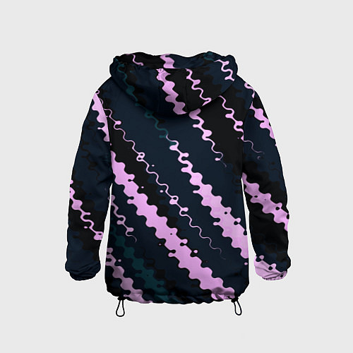 Детская ветровка Тёмно-синий с розовым искажённые полосы / 3D-Черный – фото 2