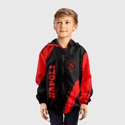 Ветровка с капюшоном детская Napoli - red gradient вертикально, цвет: 3D-черный — фото 2