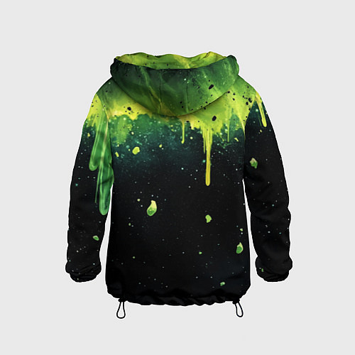 Детская ветровка Зеленая стекающая краска по черному фону / 3D-Черный – фото 2