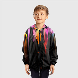 Ветровка с капюшоном детская Разноцветная рельефная краска текстура, цвет: 3D-черный — фото 2