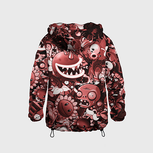 Детская ветровка Растения против зомби в красном цвете / 3D-Черный – фото 2