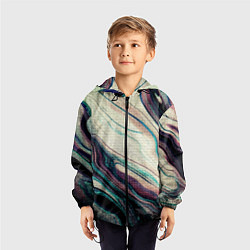 Ветровка с капюшоном детская Абстракция тёмные краски с текстурой, цвет: 3D-черный — фото 2