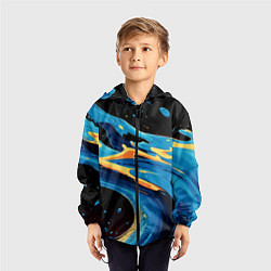 Ветровка с капюшоном детская Синяя волна из красок, цвет: 3D-черный — фото 2