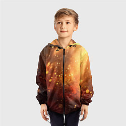 Ветровка с капюшоном детская Золотая блестящая текстура, цвет: 3D-черный — фото 2