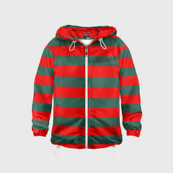 Ветровка с капюшоном детская Полоски Фредди Крюгера, цвет: 3D-белый