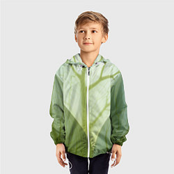 Ветровка с капюшоном детская Макро съемка листа, цвет: 3D-белый — фото 2