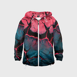 Ветровка с капюшоном детская Объемные разломы текстура, цвет: 3D-белый